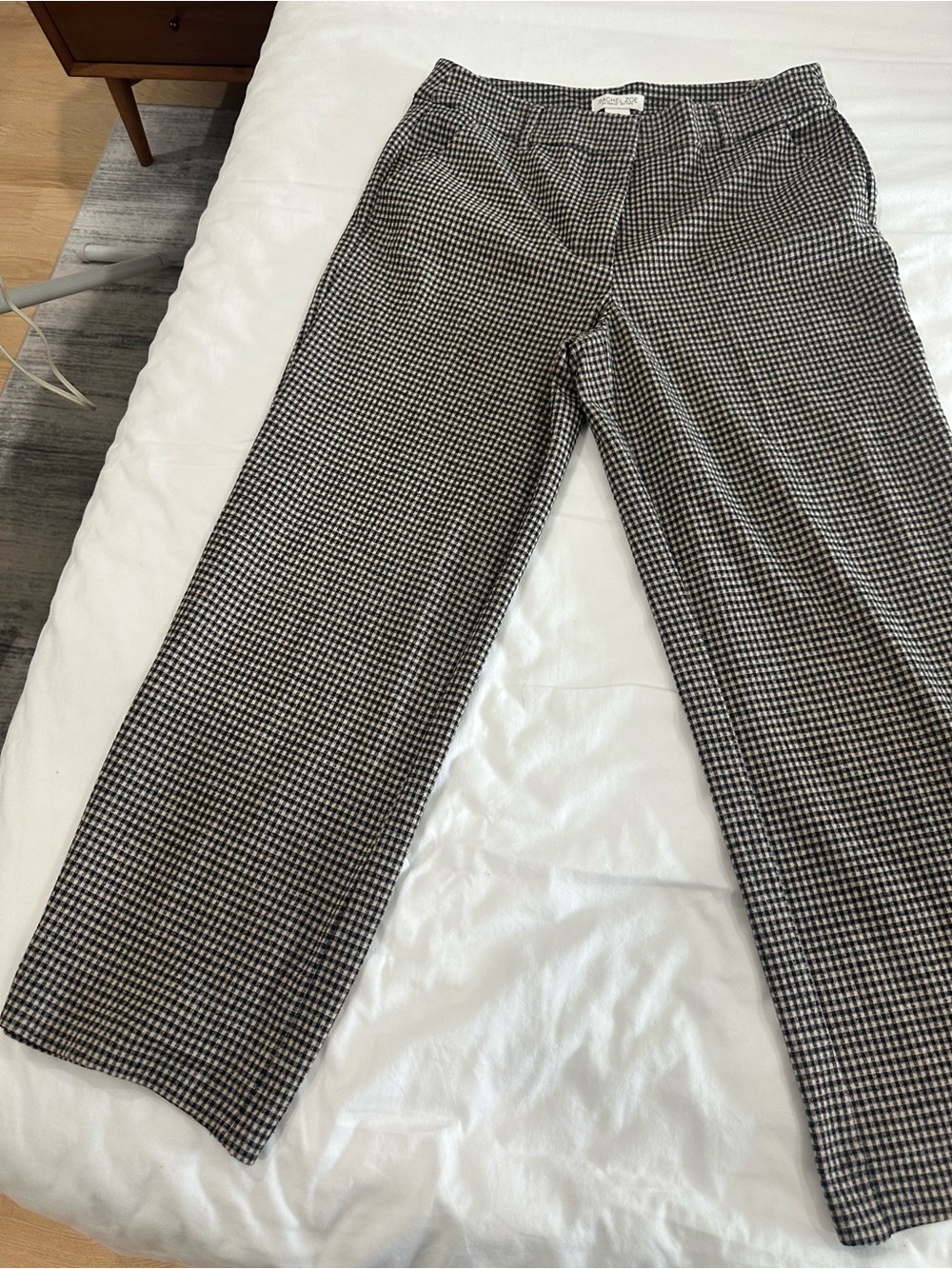 Checked Straight-Leg Trousers in Black & White